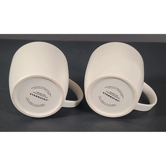 2011 White Yellow Starbucks Coffee Tea Mug Cup New Bone China 16 OZ Set Of 2 - Picture 8 of 11